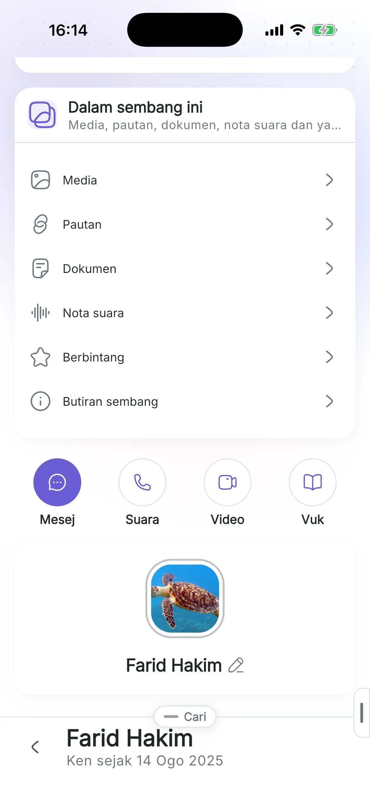 Halaman seorang ken: hantar mesej, panggil, buka Vuk mereka, dan apa yang dikumpul oleh sembang anda
